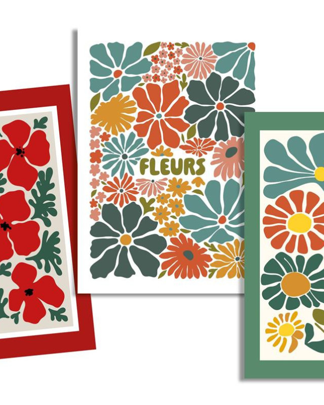 Torchon cuisine 50x70 cm - Fleurs Rouges - Mercerine