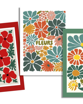Torchon cuisine 50x70 cm - Fleurs Rouges - Mercerine