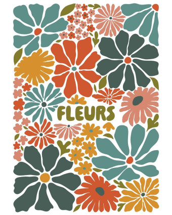 Torchon cuisine 50x70 cm - Fleurs Multicolores - Mercerine