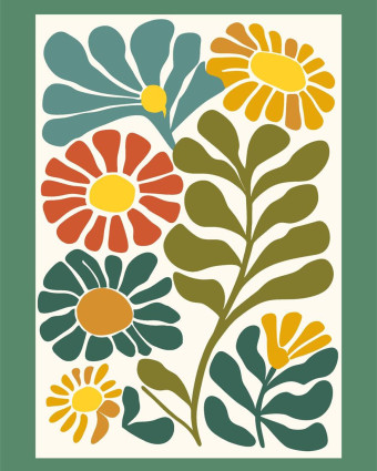 Torchon cuisine 50x70 cm - Fleurs Vertes - Mercerine