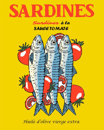 Torchon cuisine 50x70 cm - Sardines à la Tomate - Mercerine