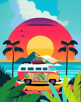 Torchon cuisine 50x70 cm - Sunset Van - Mercerine