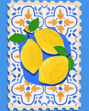 Torchon cuisine 50x70 cm - Citron Mosaïque - Mercerine