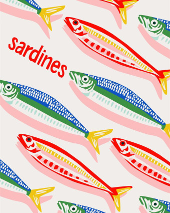Torchon cuisine 50x70 cm - Sardines Color