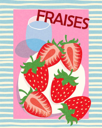 Torchon cuisine 50x70 cm - Fraises - Mercerine