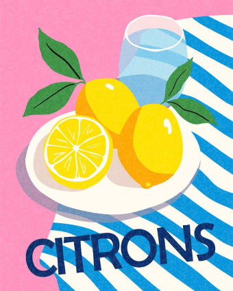Torchon cuisine 50x70 cm - Citrons - Mercerine