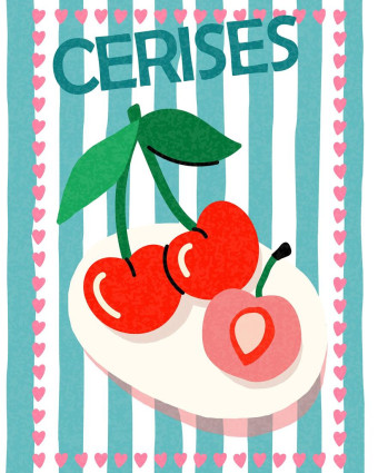 Torchon cuisine 50x70 cm - Cerises - Mercerine