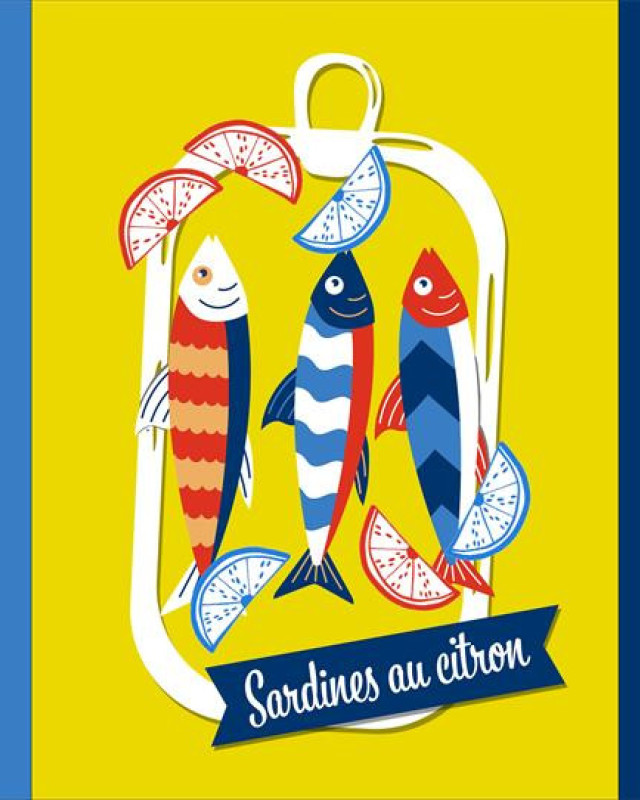 Torchon cuisine 50x70 cm - Sardines à l'Huile - Mercerine