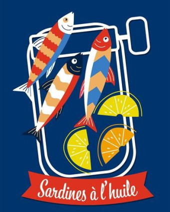 Torchon cuisine 50x70 cm - Sardines à l'Huile - Mercerine