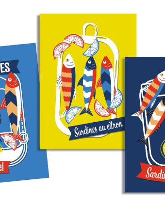 Torchon cuisine 50x70 cm - Sardines au Citron - Mercerine