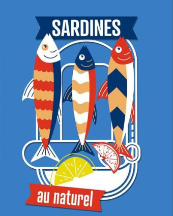 Torchon cuisine 50x70 cm - Sardines au Naturel - Mercerine