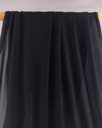 Tissu crepe georgette noir au mètre - Tissus en ligne Mercerine - tissu transparent noir