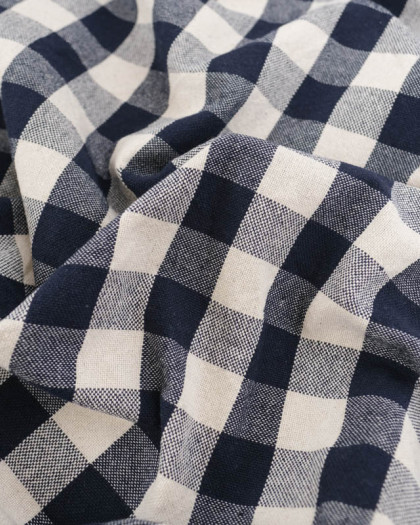 Coton Epais Tissé à Carreaux Bleu Marine - Mercerine