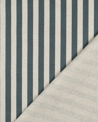 Toile Canvas Effet Lin Enduite Rayures Bleues - Mercerine