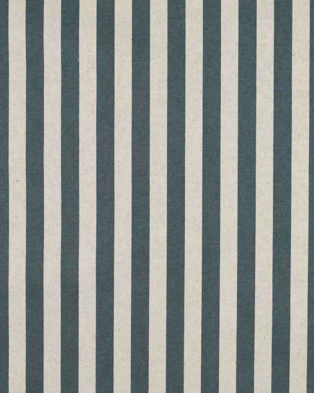 Toile Canvas Effet Lin Enduite Rayures Bleues - Mercerine