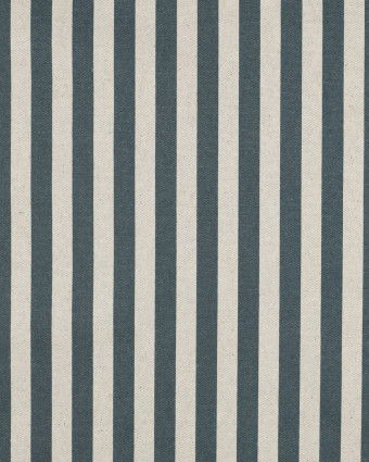 Toile Canvas Effet Lin Enduite Rayures Bleues - Mercerine