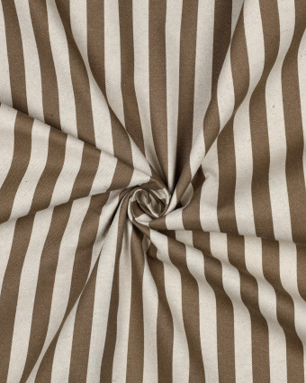 Toile Canvas Effet Lin Enduite  Rayures Taupe - Mercerine