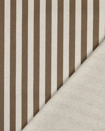 Toile Canvas Effet Lin Enduite  Rayures Taupe - Mercerine