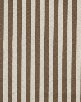 Toile Canvas Effet Lin Enduite  Rayures Taupe - Mercerine