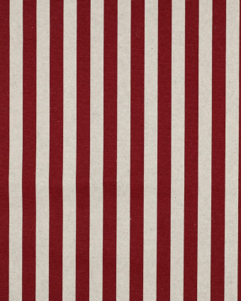 Toile Canvas Effet Lin Enduite Rayures Rouges - Mercerine
