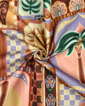 Tissu Déperlant Patchwork Dolce Vita Lilas - Mercerine