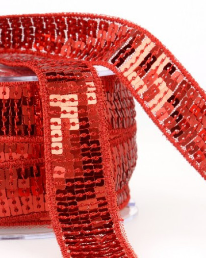 Galon Paillettes - Rouge - 40mm - Mercerine