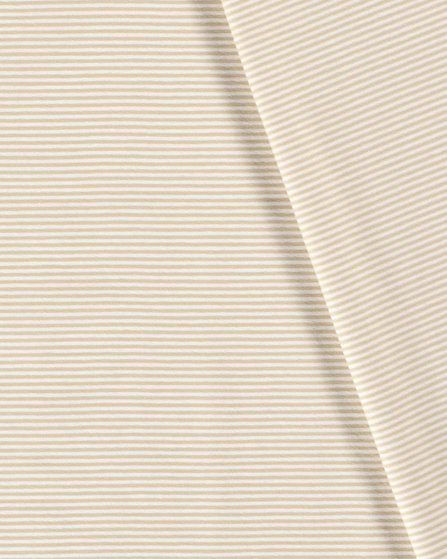 Jersey Fines Rayures Beige - Mercerine