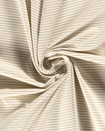 Jersey Fines Rayures Beige - Mercerine