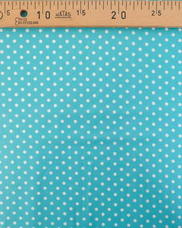 Popeline de Coton à Pois Turquoise - Mercerine