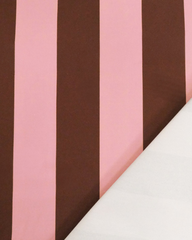 Toile Canvas Rayures Cacao et Rose Tendre - Mercerine