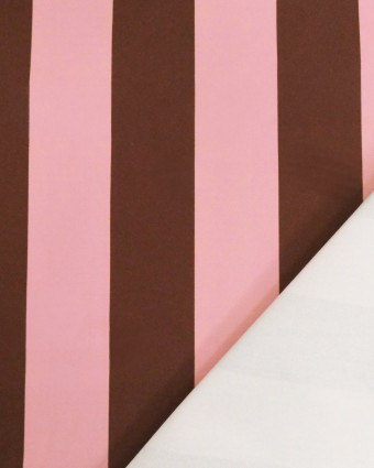 Toile Canvas Rayures Cacao et Rose Tendre - Mercerine