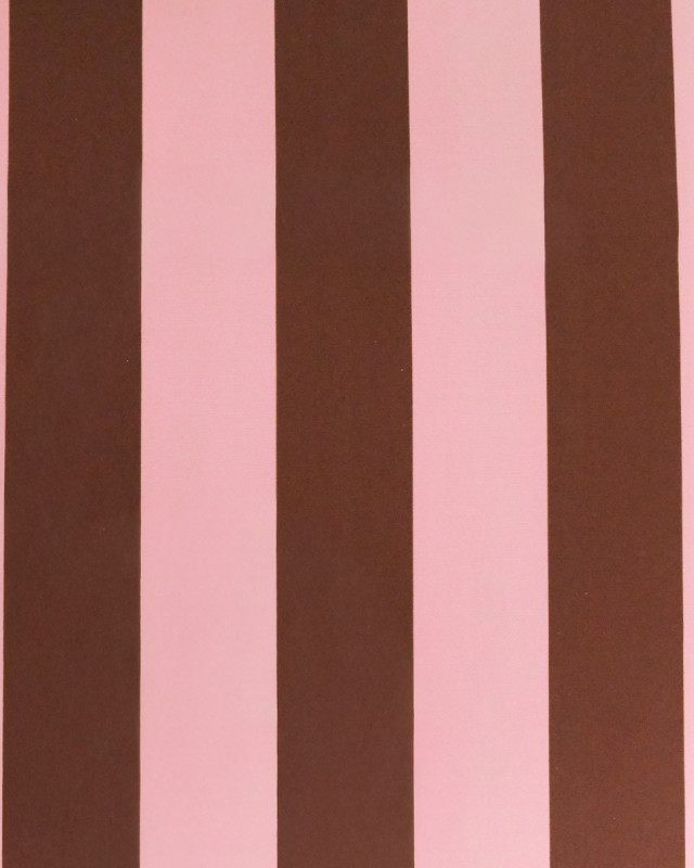Toile Canvas Rayures Cacao et Rose Tendre - Mercerine