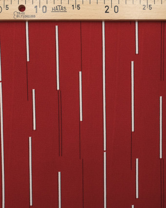 Tissu crepe Rouge rayé- 10cm -  Mercerine