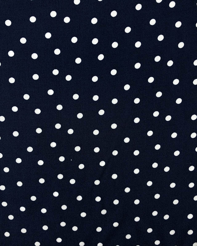 Tissu Viscose Marine Pois Noir Marine  - Mercerine