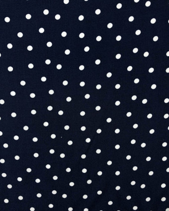 Tissu Viscose Marine Pois Noir Marine  - Mercerine