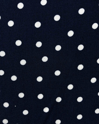 Tissu Viscose Marine Pois Noir Marine  - Mercerine