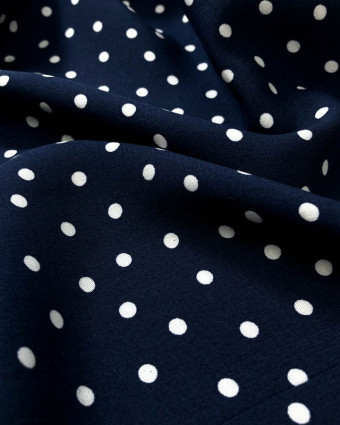 Viscose à Pois Marine Foncé - Mercerine