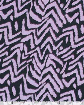 Tissu Viscose Mélangé Motif Ethnique Parme - Oeko-Tex - Mercerine