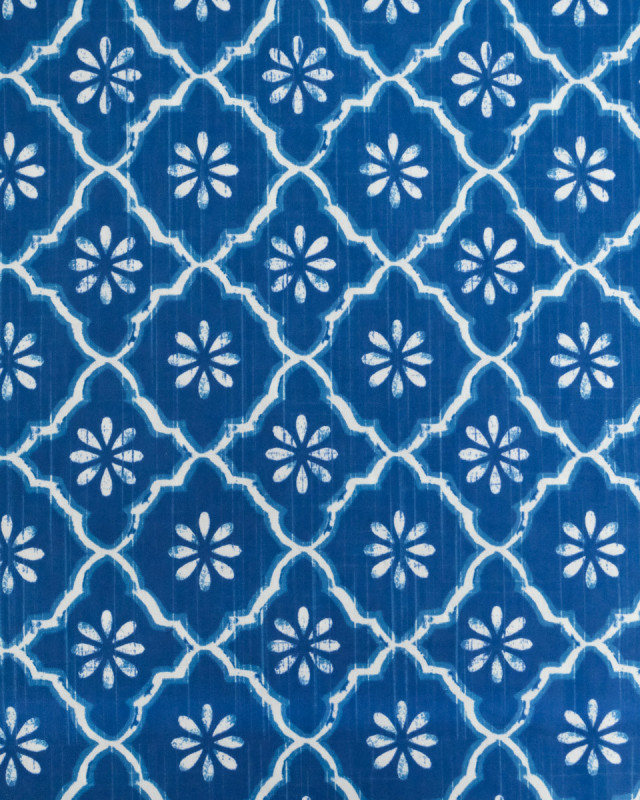 Popeline de Coton Inspiration Indienne Jaipur Tradition Bleu - Mercerine