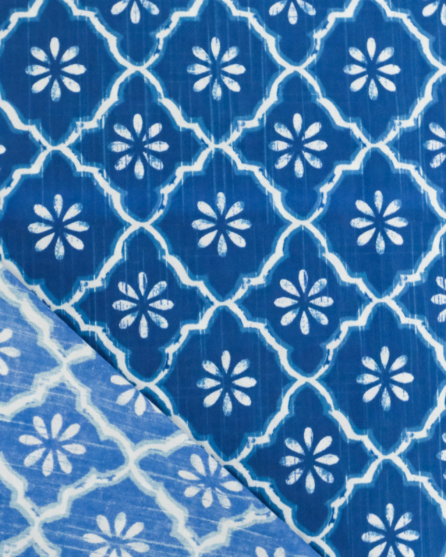 Popeline de Coton Inspiration Indienne Jaipur Tradition Bleu - Mercerine