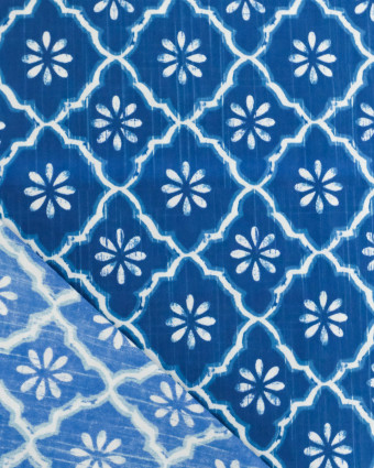 Popeline de Coton Inspiration Indienne Jaipur Tradition Bleu - Mercerine