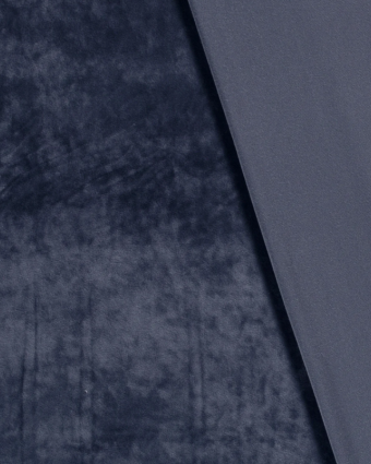 Tissu Sweat Velours Bleu Acier- Mercerine