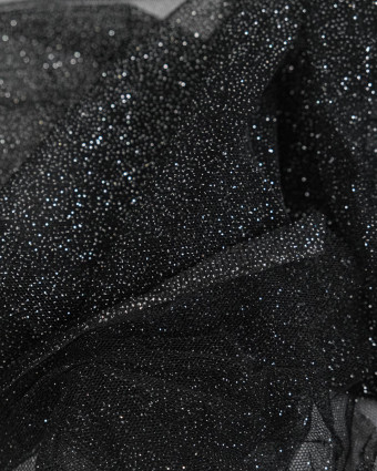 Tulle Noir Pailleté Argent - Mercerine