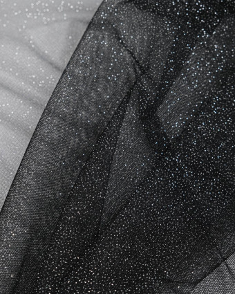 Tulle Noir Pailleté Argent - Mercerine