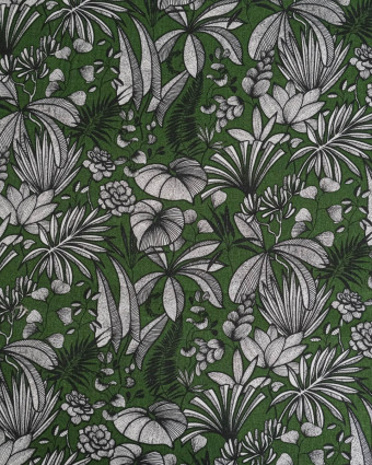 Cretonne de Coton Java Feuillage Vert - Mercerine