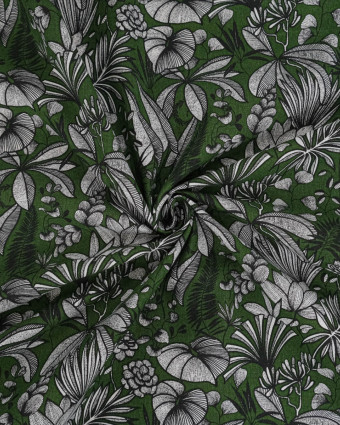 Cretonne de Coton Java Feuillage Vert - Mercerine