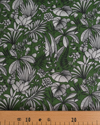 Cretonne de Coton Java Feuillage Vert - Mercerine