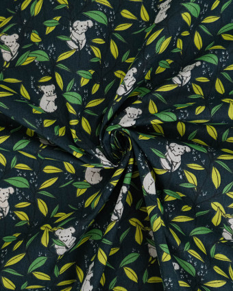 Cretonne de Coton Imprimé Koala Vert - Mercerine