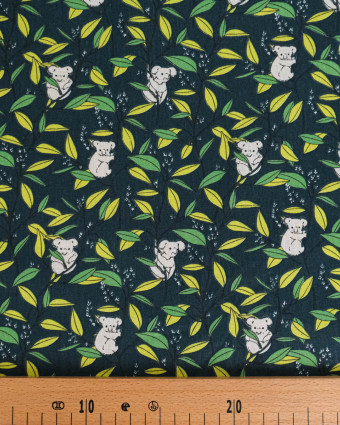 Cretonne de Coton Imprimé Koala Vert - Mercerine