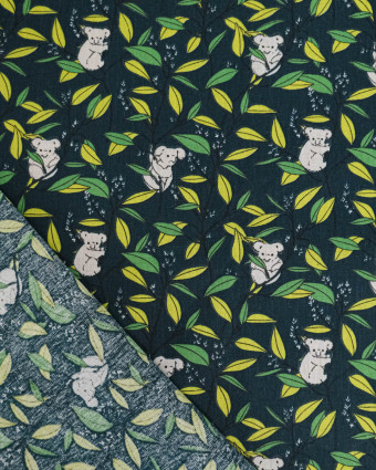 Cretonne de Coton Imprimé Koala Vert - Mercerine